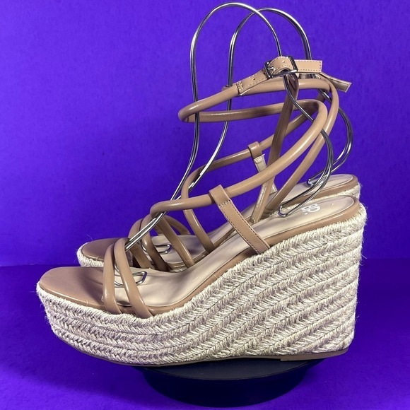 BP. Women's Nude Cohan Espadrille Platform Wedge‎ Strappy Sandal Size 9.5-NEW - Picture 3 of 7